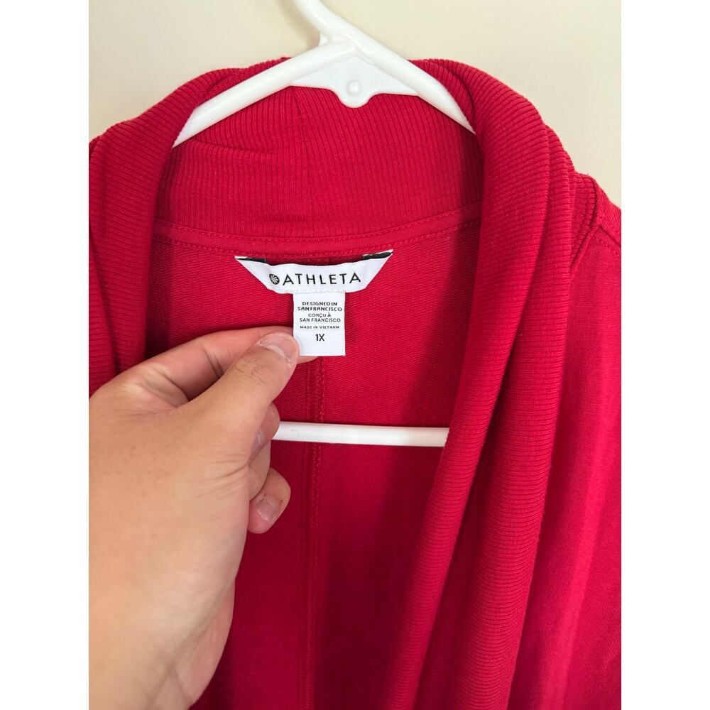 Athleta Pranayama Red Wrap Cardigan Athlesuire Activewear Loungewear- Size 1X - Picture 4 of 8
